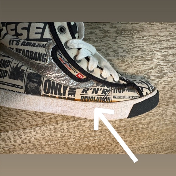 DIESEL KIDS NEWSPAPER PRINT HIGHTOP SNEAKERS SIZE 12.5 - Picture 10 of 10